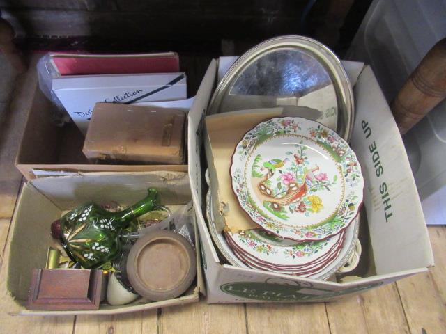 THREE BOXES OF MISCELLANEOUS INCLUDING SPODE PLATES Image