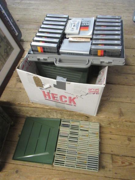 THREE PROJECTOR SLIDE CASES AND TEACH YOURSELF GERMAN KIT Image