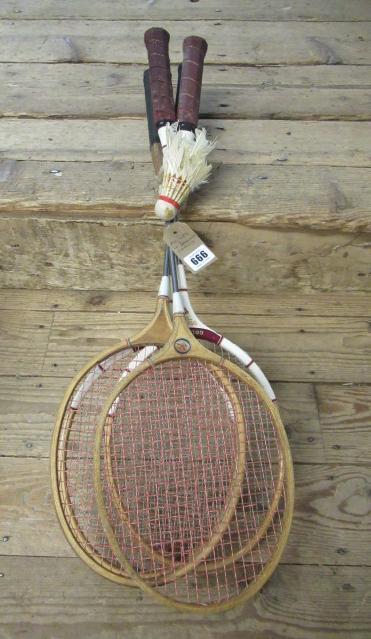 FOUR BADMINTON RACKETS Image