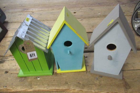 THREE PAINTED BIRD BOXES Image
