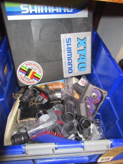 BOX OF MISCELLANEOUS INCLUDING TYPEWRITER AND FISHING BOX ETC Image