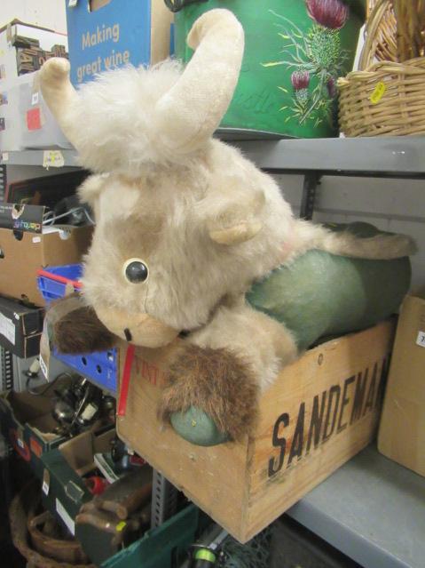 VINTAGE PORT CRATE AND A SOFT TOY GOAT Image