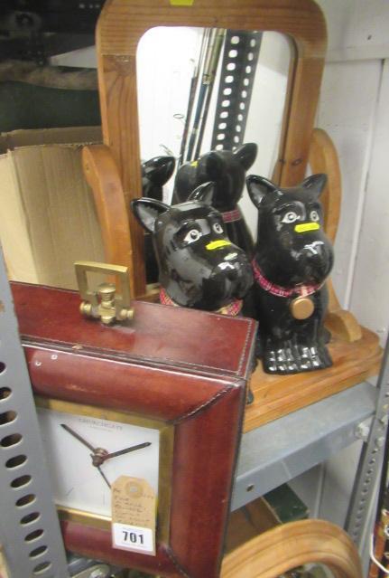 PINE MIRROR QUARTZ CLOCK AND DOG BISCUIT BARRELS Image