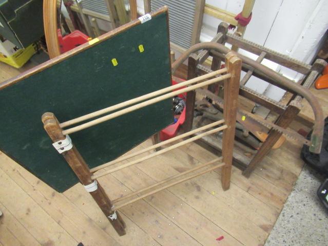 QUANTITY OF TOOLS A WALKING STICK STAND AND FOLDING TABLE ETC Image