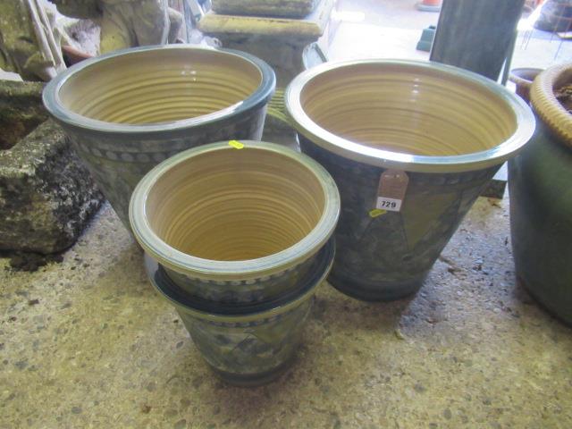 TWO LARGE AND TWO SMALL CERAMIC PLANTERS Image