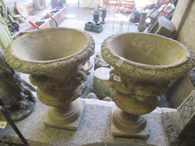 PAIR OF COMPOSITE GARDEN URNS Image