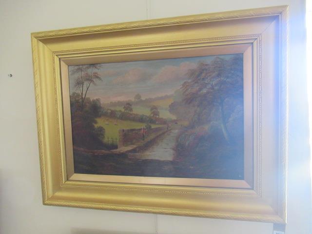 LARGE OIL LANDSCAPE SIGNED STUBBS (?) Image