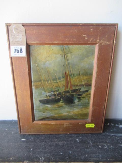 19TH CENTURY OIL OF BRETTON FISHING VESSELS Image