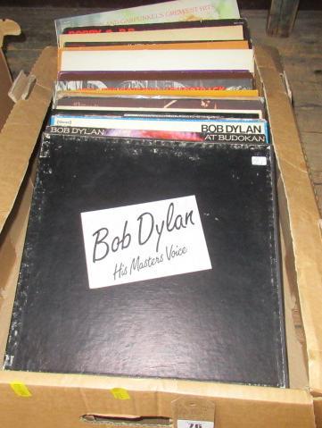 BOX OF LP RECORDS INCLUDING BOB DYLAN BOX SET AND EARLY BOB MARLEY JAMES TAYLOR ETC Image