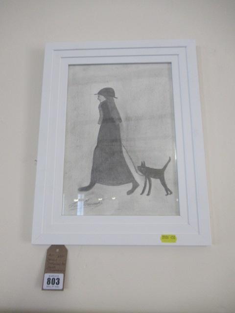 PENCIL DRAWING BY JAMES TRUEMAN OF WOMAN WITH A DOG Image