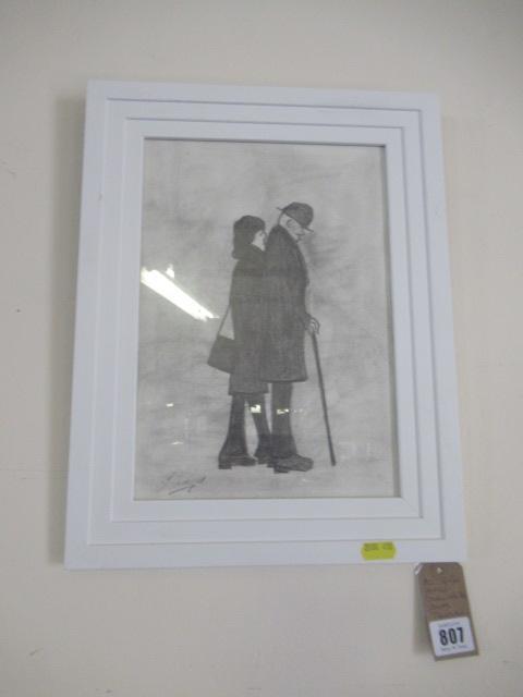 PENCIL DRAWING BY JAMES TRUEMAN COUPLE WALKING Image