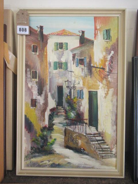 VINTAGE OIL PAINTING OLD CITY OF DUBROVNIK Image