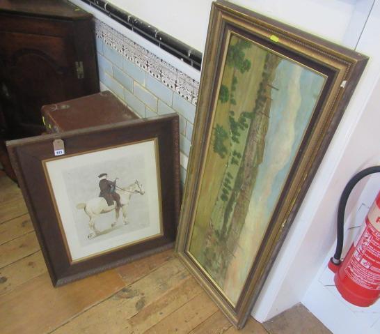 NAIVE LANDSCAPE DIORAMA AND A CECIL ALDIN PRINT Image