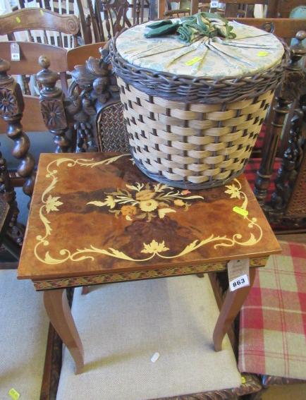 MUSICAL SEWING TABLE WITH SEWING BOX AND CONTENTS Image