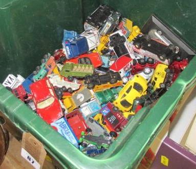BOX OF PLAYWORN DIECAST VEHICLES Image