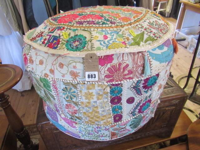 EMBROIDERED BOHO PATCHWORK POUFFE Image