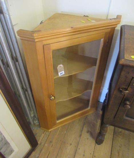 GLAZED PINE CORNER CUPBOARD Image