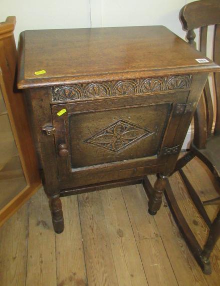SMALL CARVED OAK CUPBOARD Image
