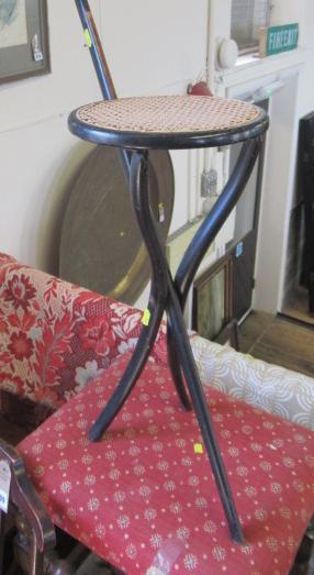 EARLY 20TH CENTURY EBONISED BENTWOOD AUSTRIAN CANE SEATED STICK SEAT Image