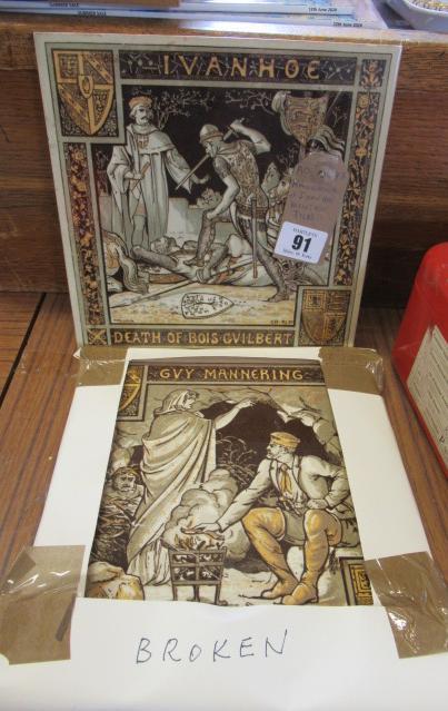TWO MINTON TILES DESIGNED BY JOHN MOYR SMITH OF GUY MANNERING AND IVANHOE Image