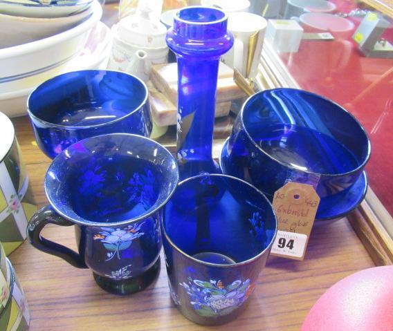 BRISTOL BLUE FINGER BOWL AND FIVE OTHER SIMILAR ITEMS Image