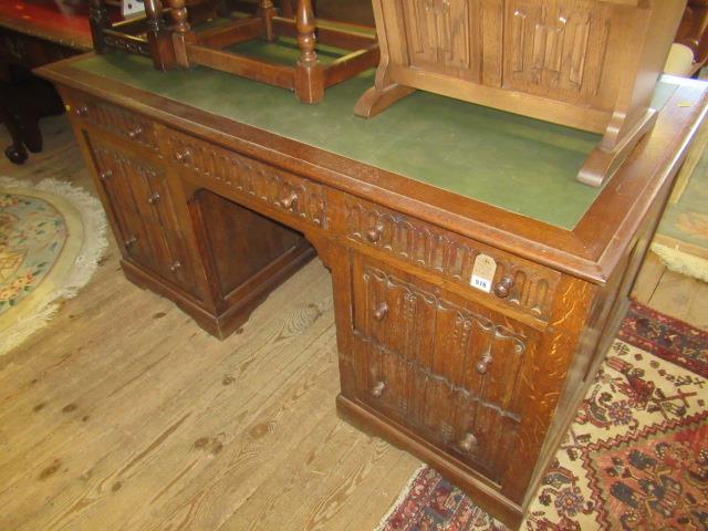 OAK LEATHER TOPPED DESK Image