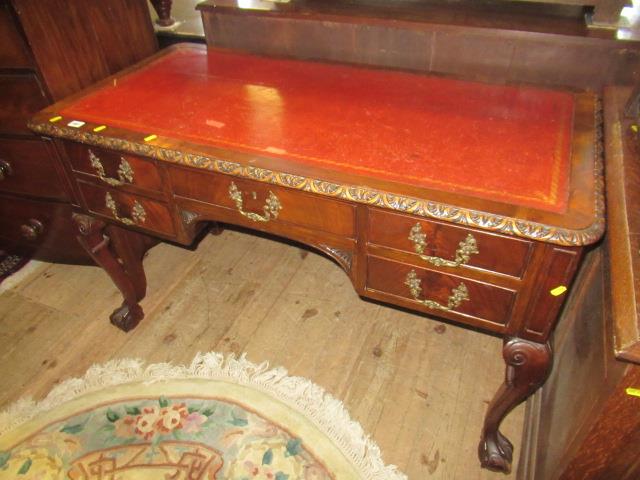 MAHOGANY LEATHER TOPPED DESK Image