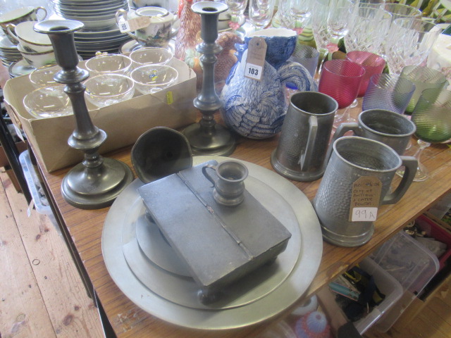 QUANTITY OF ANTIQUE AND LATER PEWTER Image