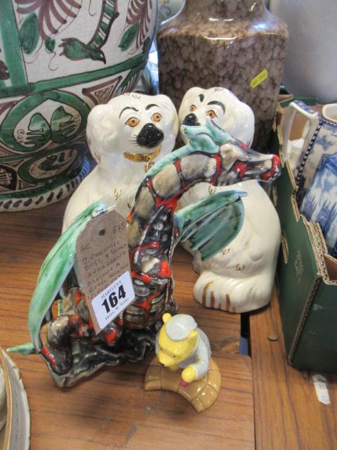 TWO CERAMIC DOGS ANITA HARRIS DRAGON AND ROYAL DOULTON WINNIE THE POOH Image