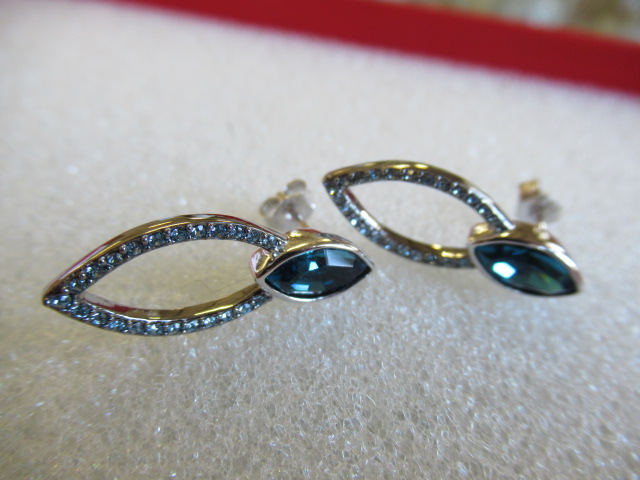 PAIR OF SILVER AND BLUE STONE SET EARRINGS Image