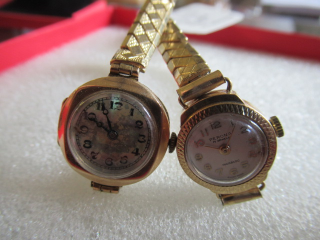 TWO LADIES 9CT GOLD CASED WRISTWATCHES Image