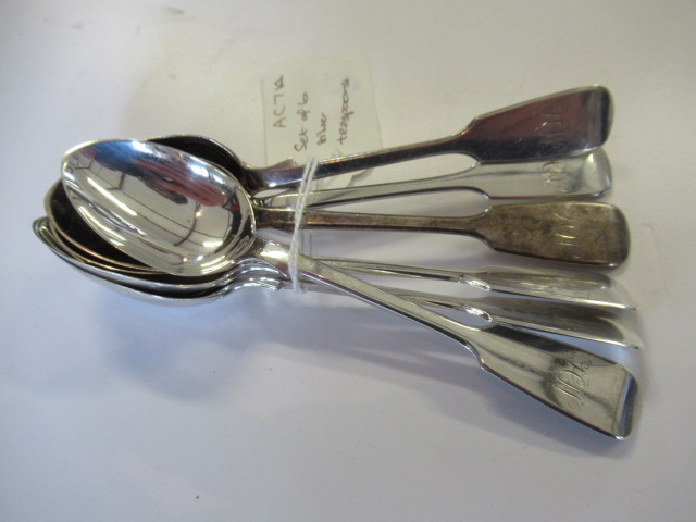 SET OF SIX SILVER TEASPOONS Image