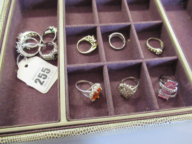 SIX SILVER RINGS FOUR OTHERS AND BOX Image