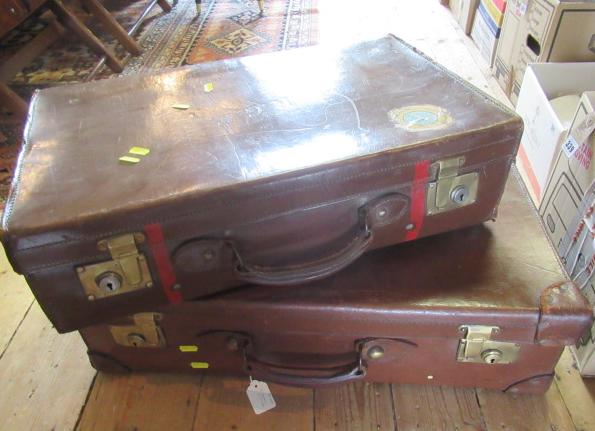 TWO LEATHER SUITCASES Image