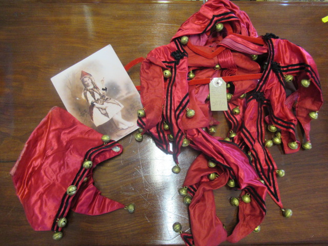 EDWARDIAN RED SATIN JESTER FANCY DRESS WITH PHOTO OF ORIGINAL OWNER Image