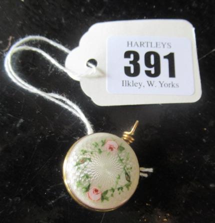 KETCHALL AND DOUGALL GUILLOCHE ENAMEL FOB BROOCH WITH EXTENDING CHAIN Image