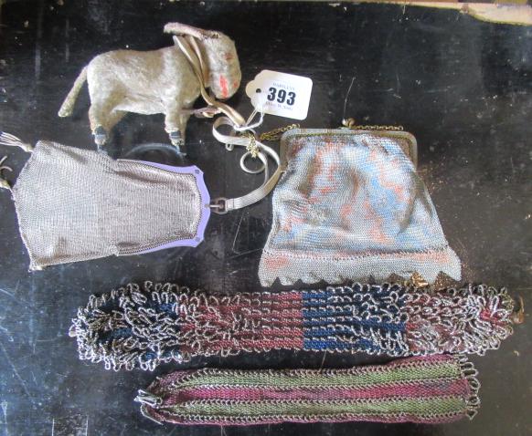 TWO ART DECO RETICULES AND TWO MISERS PURSES ETC Image