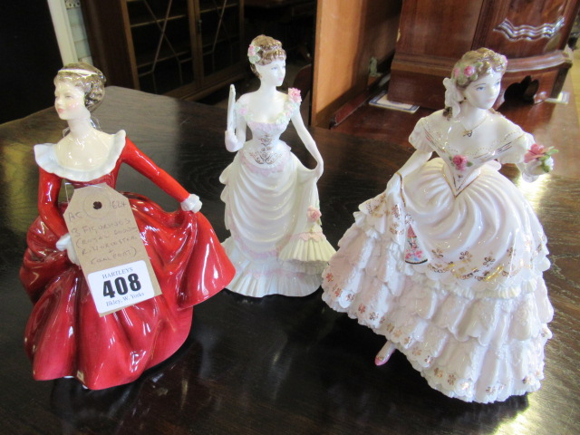 THREE FIGURES ROYAL WORCESTER ROYAL DOULTON AND COALPORT Image