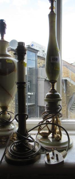 ONYX AND BRASS TABLE LAMP AND ANOTHER Image