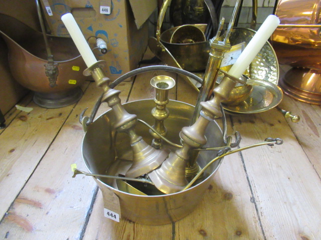 BRASS JAM PAN SCALES AND CANDLESTICKS Image