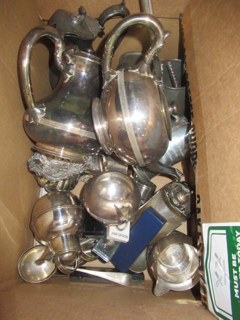 EPNS ART DECO FOUR PIECE TEASET AND A QUANTITY OF PEWTER ETC Image