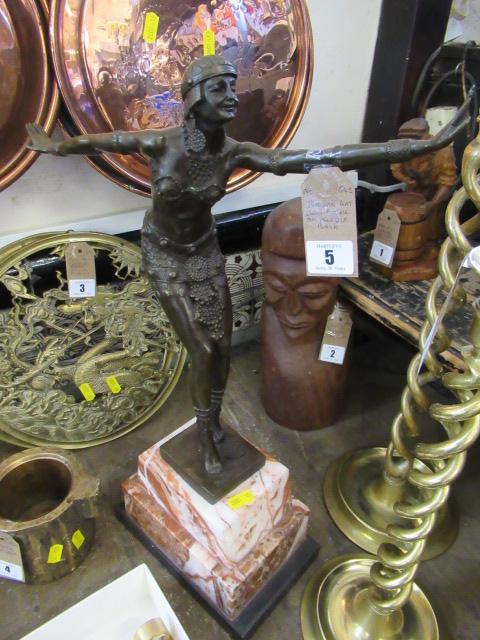 BRONZE ART DECO FIGURE ON MARBLE BASE Image