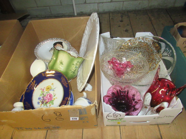 TWO BOXES OF VINTAGE GLASS AND CERAMICS ETC Image
