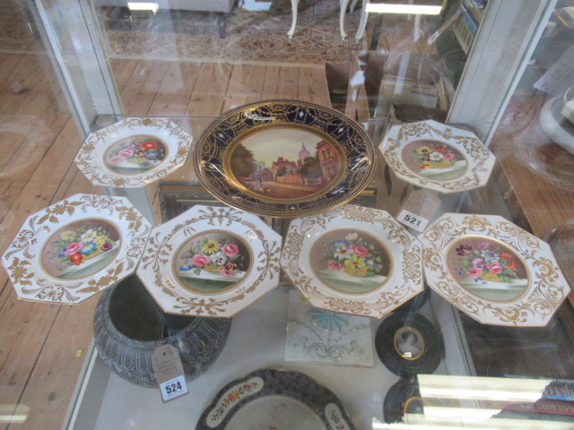 SET OF SIX DERBY TEA PLATES AND A CABINET PLATE Image