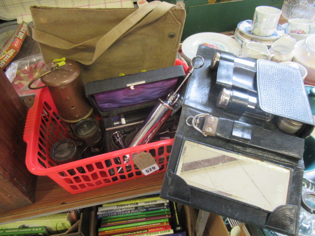 BOX INCLUDING VINTAGE MEDICAL EQUIPMENT AND MINERS LAMP ETC Image