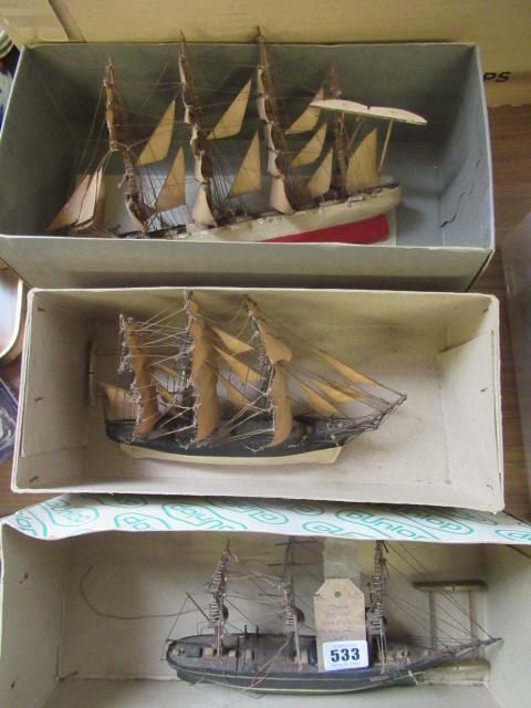THREE BOXED MODEL SAILING SHIPS Image