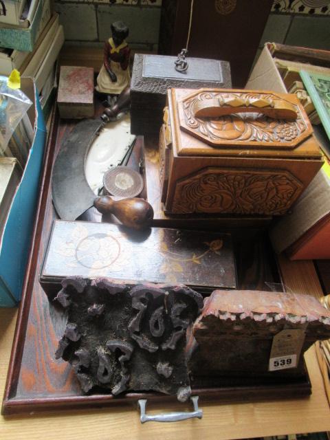 WOODEN TRAY AND CONTENTS Image