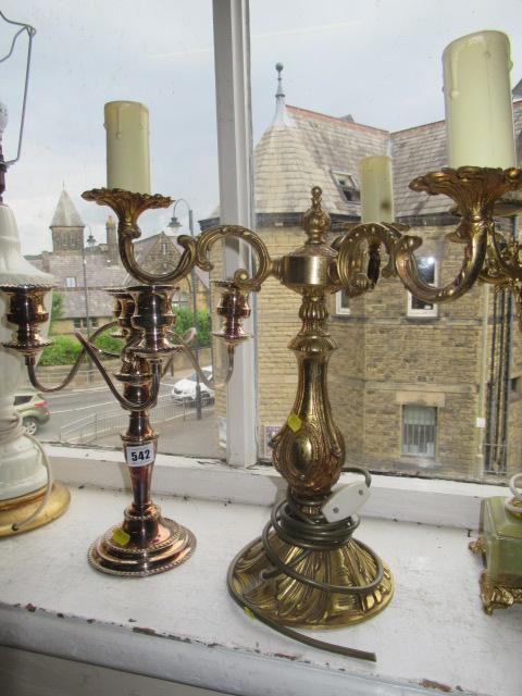 EPNS CANDELABRA AND BRASS TABLE LAMP Image