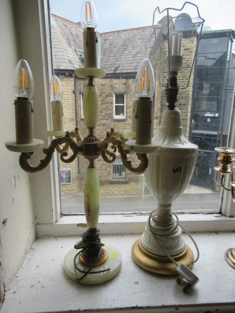 ONYX AND BRASS LAMP AND CERAMIC TABLE LAMP Image