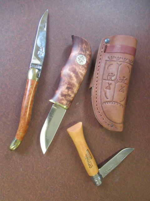 OPINEL CARBONE HUNTING KNIFE AND TWO OTHERS Image